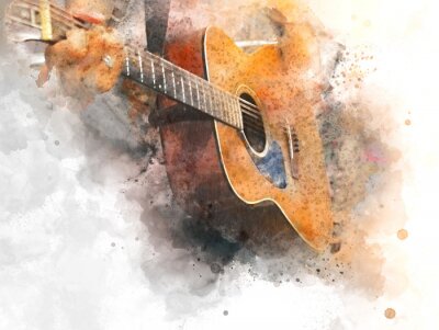 Bild Musik Gitarre malerische Darstellung eines Musikers