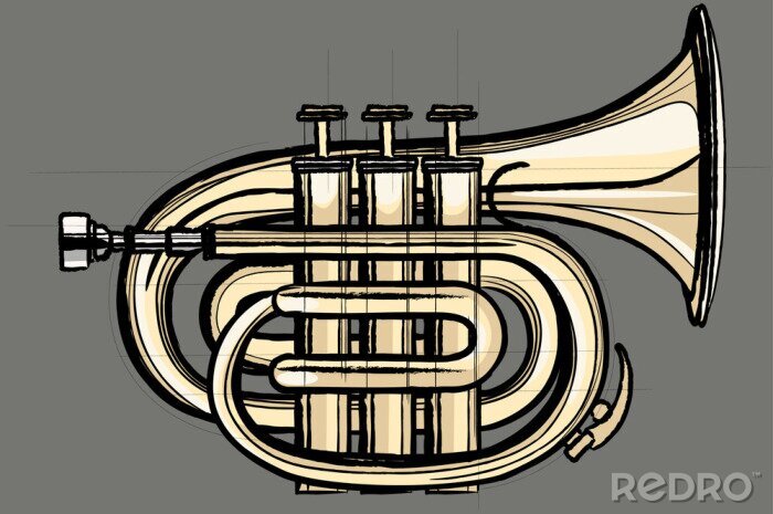 Bild Musikalische Illustration mit Trompete