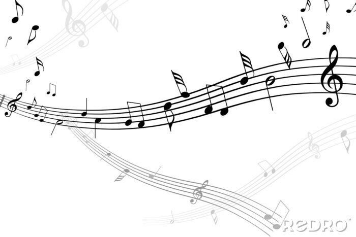 Bild Musikalisches Notensystem auf weißem Hintergrund