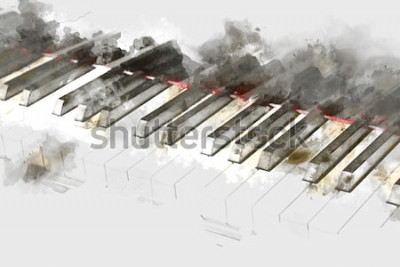 Bild Musikgemalte Klavierdarstellung
