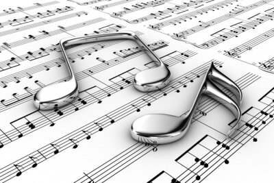 Musikinstrumente in den Noten aufgezeichnet