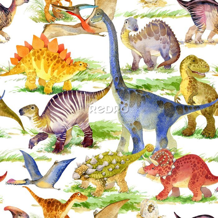 Bild Muster mit bunten Dinosauriern