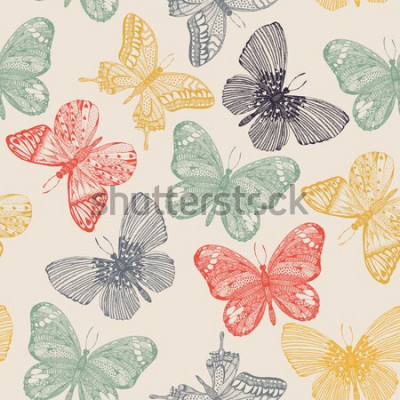 Bild Muster mit bunten Schmetterlingen