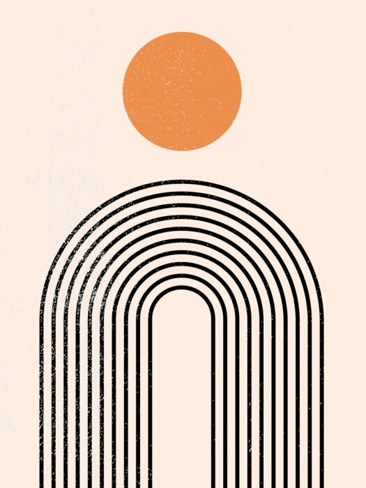 Bild Muster mit einem Kreis und einem linearen Bogen im skandinavischen Stil