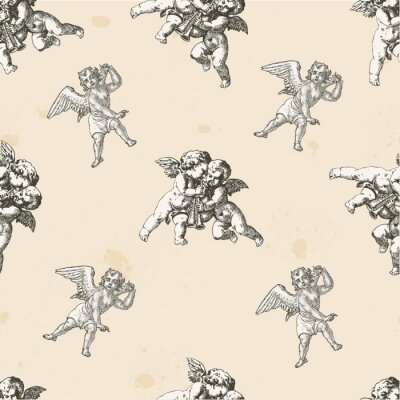 Bild Muster mit Engeln im Vintage-Stil