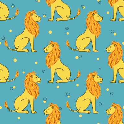 Muster mit Löwen auf blauem Hintergrund
