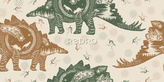 Bild Muster mit prähistorischen Tieren