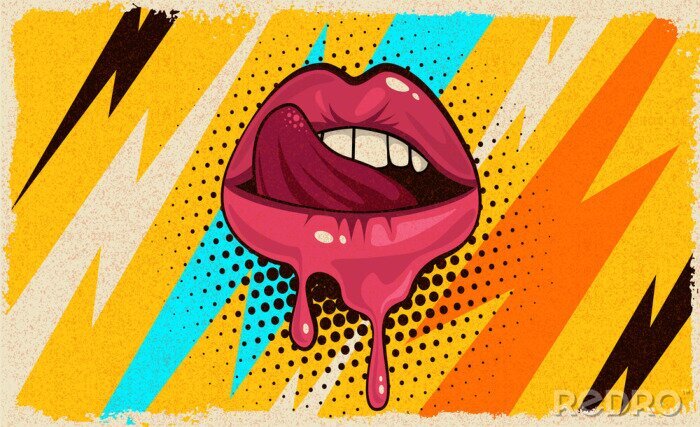 Bild Muster mit roten Lippen im Stil der Pop Art