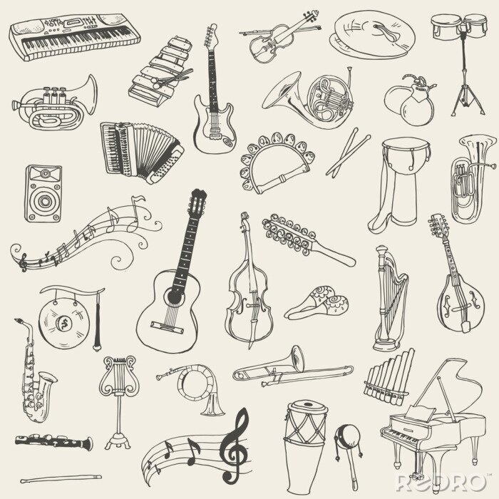 Bild Muster mit skizzierten Instrumenten