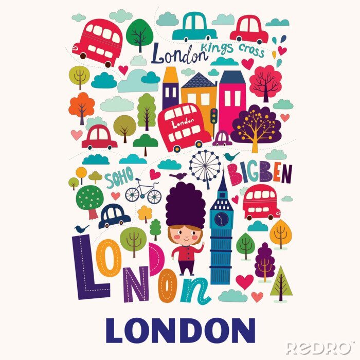 Bild Muster mit Symbolen von London