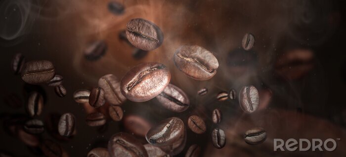Bild Nahaufnahme von fallenden Kaffeebohnen