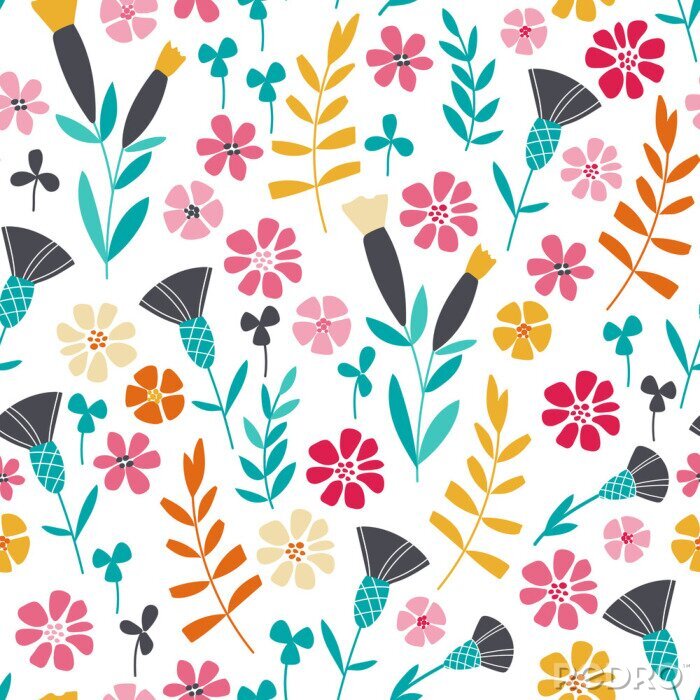 Bild Nahtlose helle skandinavischen Blumenmuster