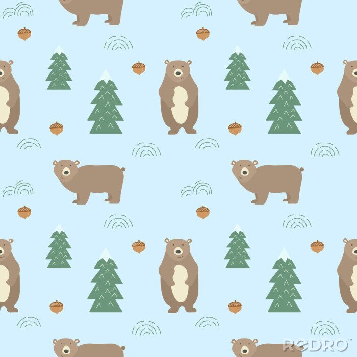Bild Nahtlose Hintergrund mit süßen Bären. Cartoon-Stil.