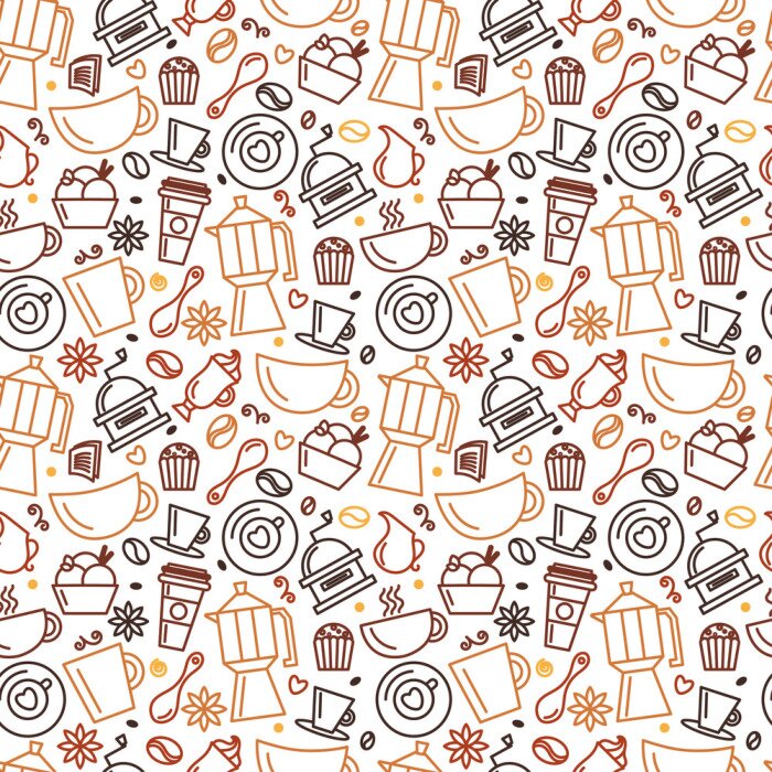 Bild Nahtlose Muster für Kaffee Thema. Linie Kunst zeichnen icons.Vector Illustration