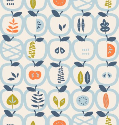 Nahtlose Muster mit Äpfeln und Blätter