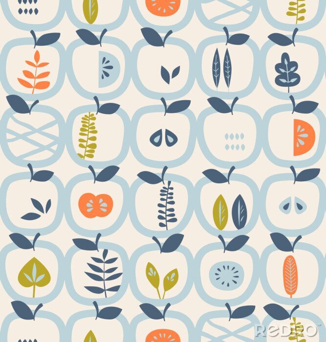 Bild Nahtlose Muster mit Äpfeln und Blätter