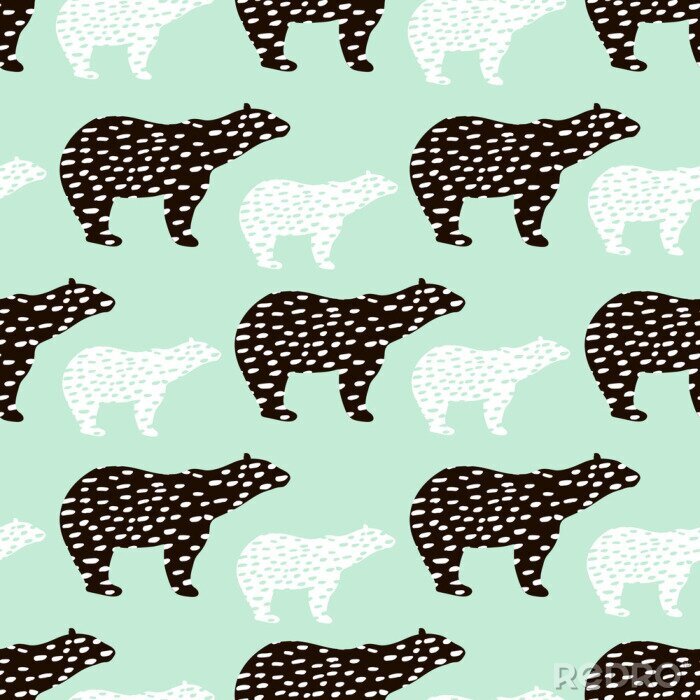 Bild Nahtlose Muster mit Eisbär Silhouette. Perfekt für Stoff, textile.Vector Hintergrund