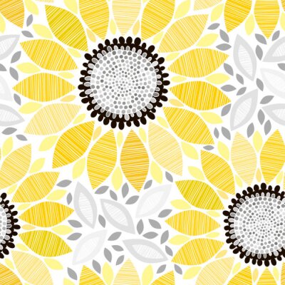 Nahtlose Muster mit Sonnenblumen. Abstract floral Hintergrund.