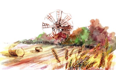 Bild Natur und Mühle gemalt