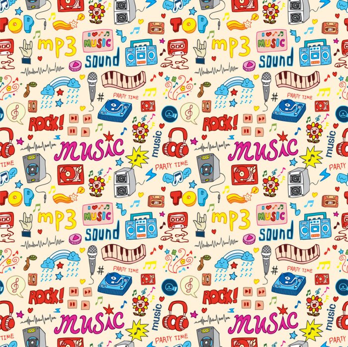 Bild nette Musik-Ikone nahtlose Muster