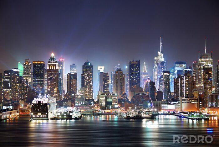 Bild New York bei Nacht Gebäude