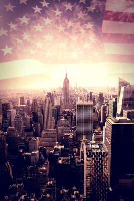 Bild New York vor dem Hintergrund der US-Flagge