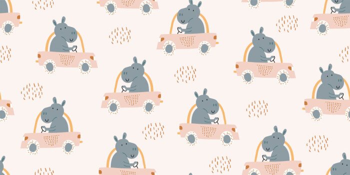 Bild Niedliche Nilpferde in Autos