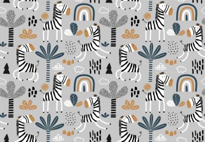 Niedliche Zebras im skandinavischen Stil
