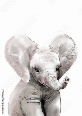 Niedlicher Elefant mit erhobenem Rüssel