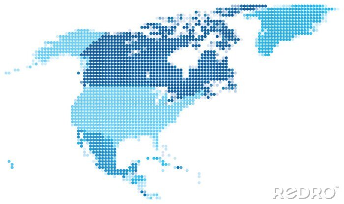 Bild Nordamerika auf der blauen Karte