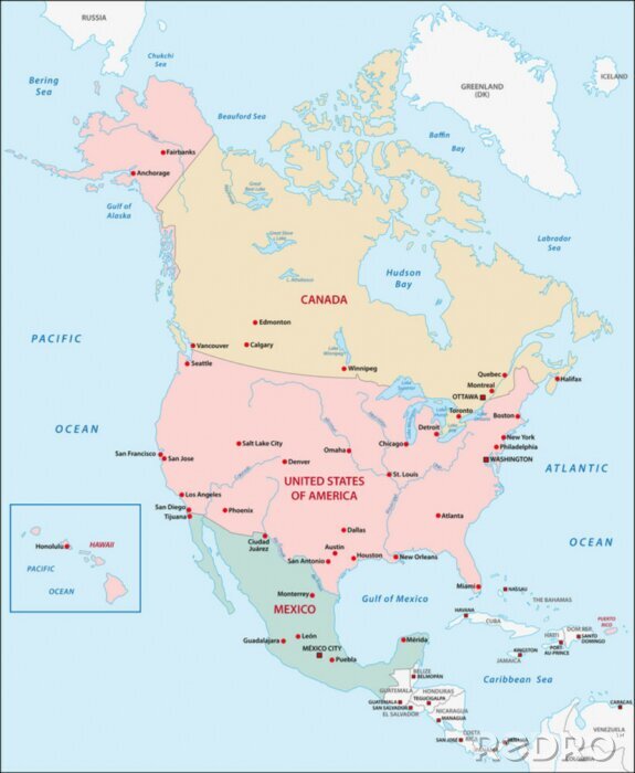 Bild Nordamerika Unterteilung in Staaten