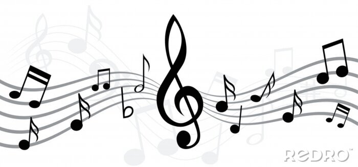 Bild Notenschlüssel schwarz-weißes Notensystem