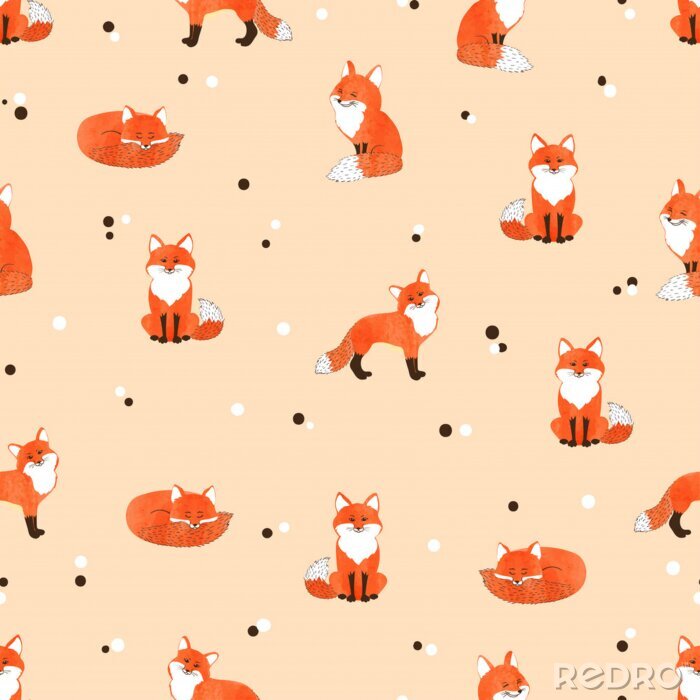 Bild Orangefarbene Füchse auf Puderhintergrund