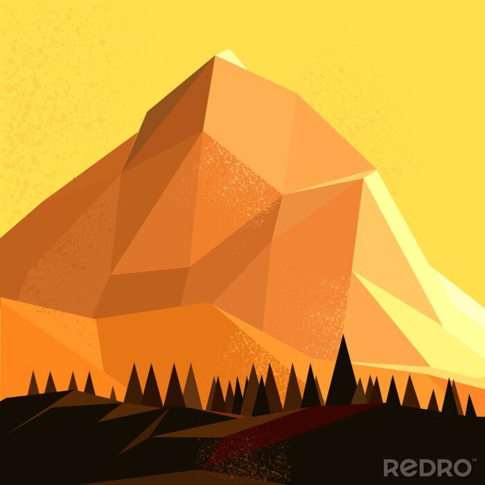 Bild Orangefarbener Berg 3D