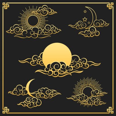 Bild Orientalische Symbole mit Sonne und Mond