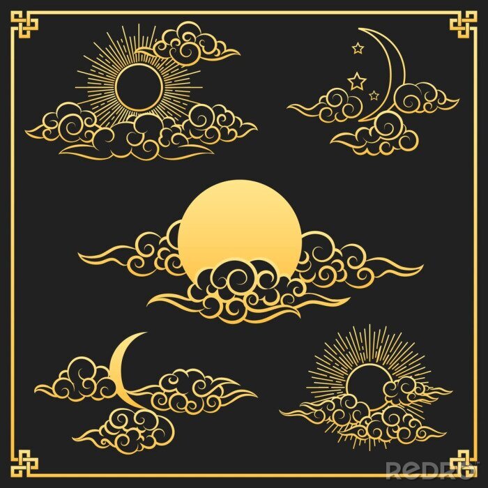 Bild Orientalische Symbole mit Sonne und Mond