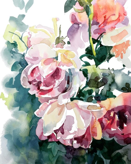 Bild Original Aquarell von rosa Rosen