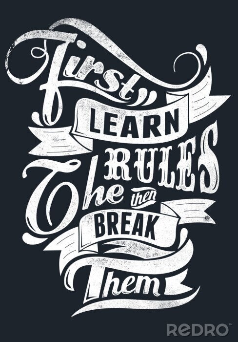 Bild Ornamentale Schrift und Inschrift über Regeln