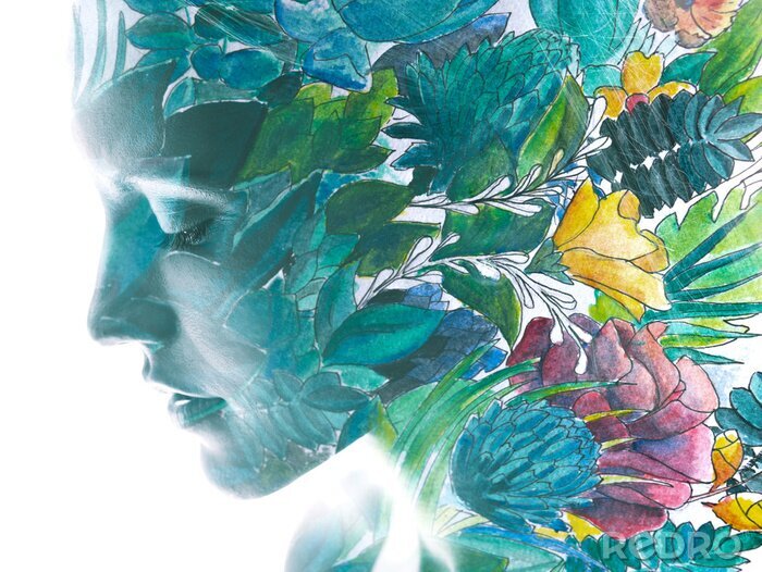 Bild Paintography. Portrait of a woman combined with a painting