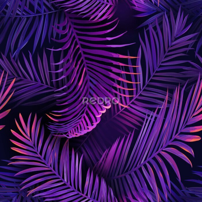 Bild Palmblätter in violettem Licht