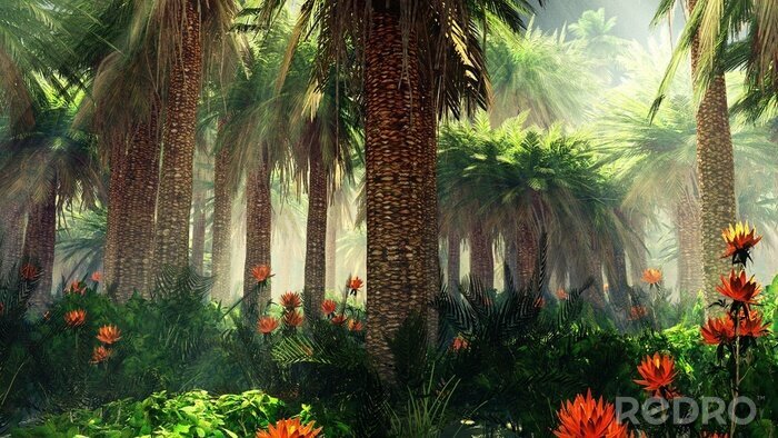 Bild Palmen und exotische Blumen