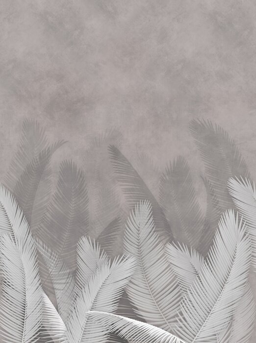 Bild Palmenblätter auf Betonhintergrund in Grautönen