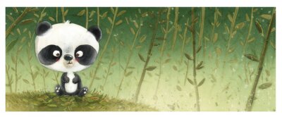 Pandabär zwischen Bambusbäumen