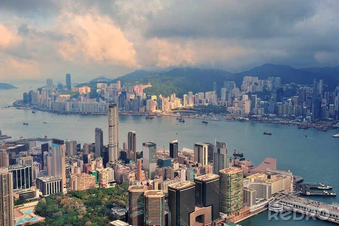 Bild Panorama des regnerischen Hongkongs