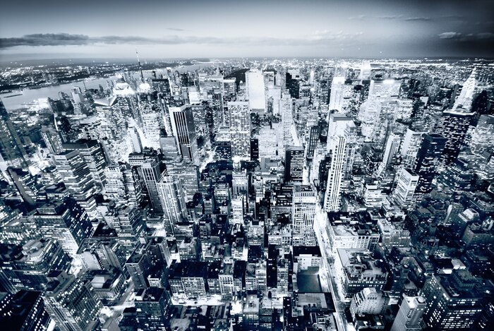 Bild Panorama mit der Stadt in Blau