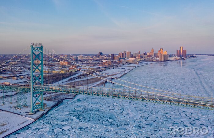 Bild Panorama von Detroit im Winter