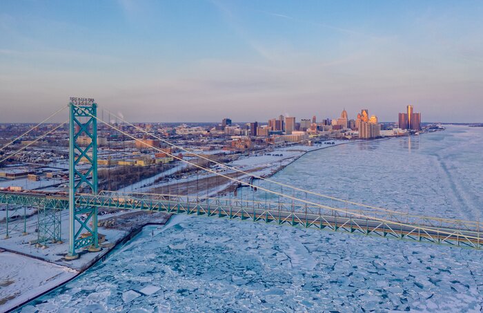 Bild Panorama von Detroit im Winter