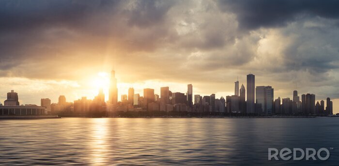 Bild Panorama von Gewitterwolken über Chicago