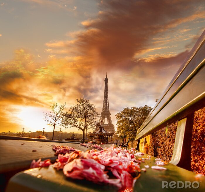 Bild Pariser Bank vor Eiffelturm in Paris
