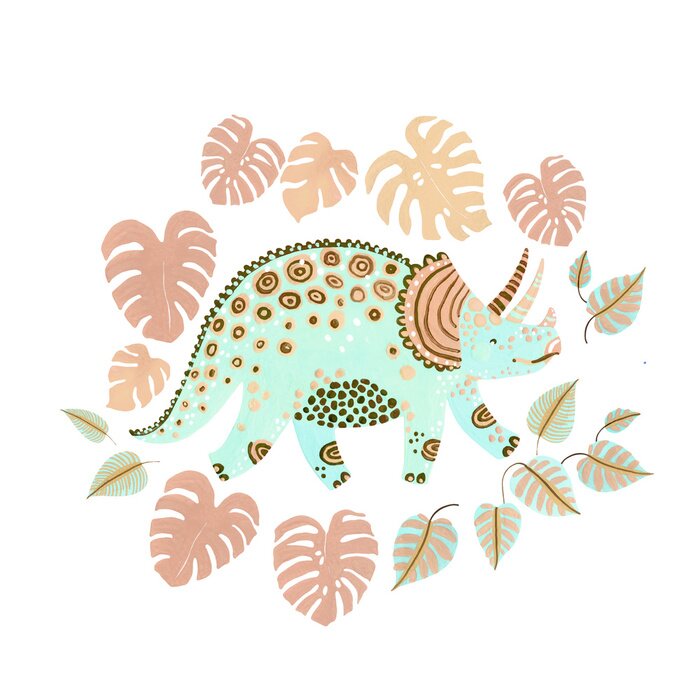 Bild Pastellfarbener Dinosaurier im skandinavischen Stil